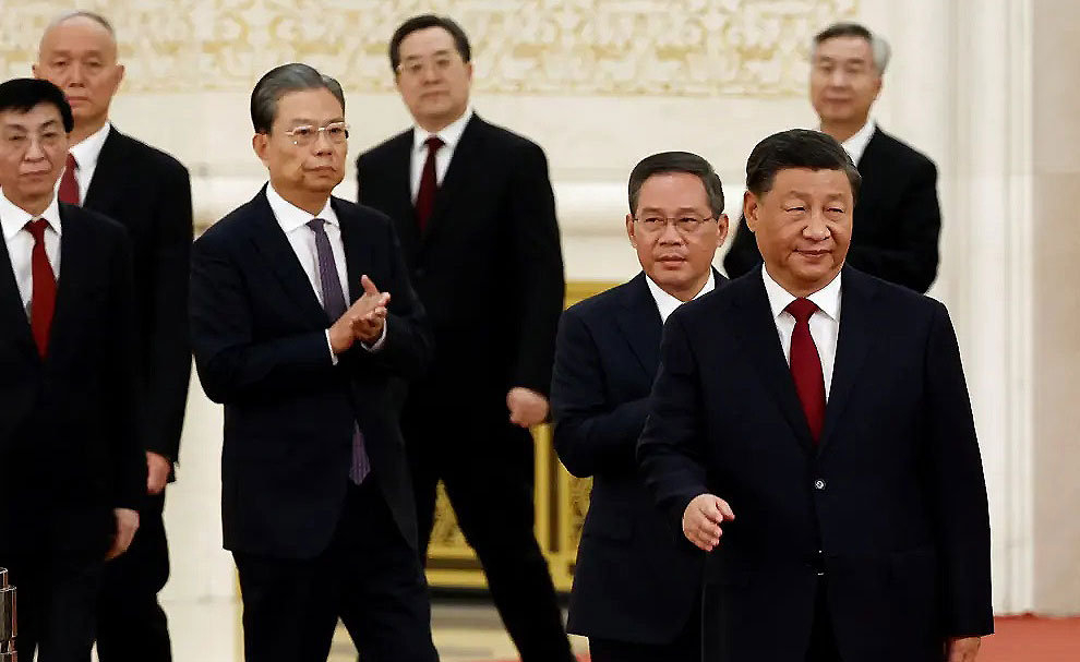 Los principales dirigentes chinos con Xi Jinping