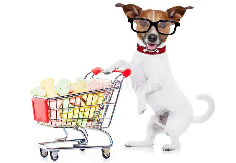Mascota con el carro de la compra